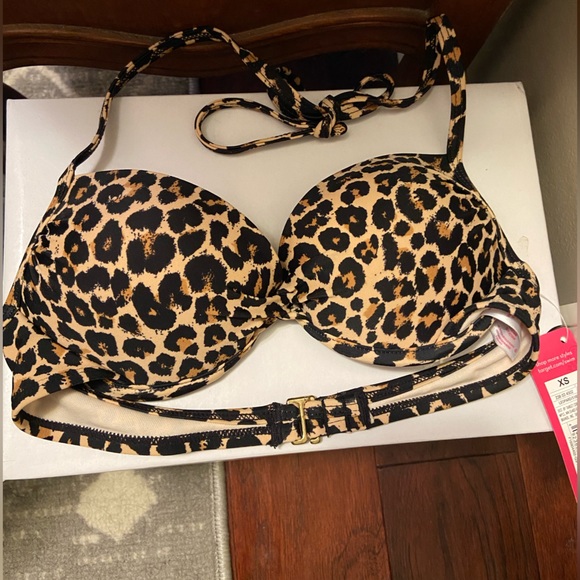 XS leapord print bathing suit twist top - Picture 1 of 4